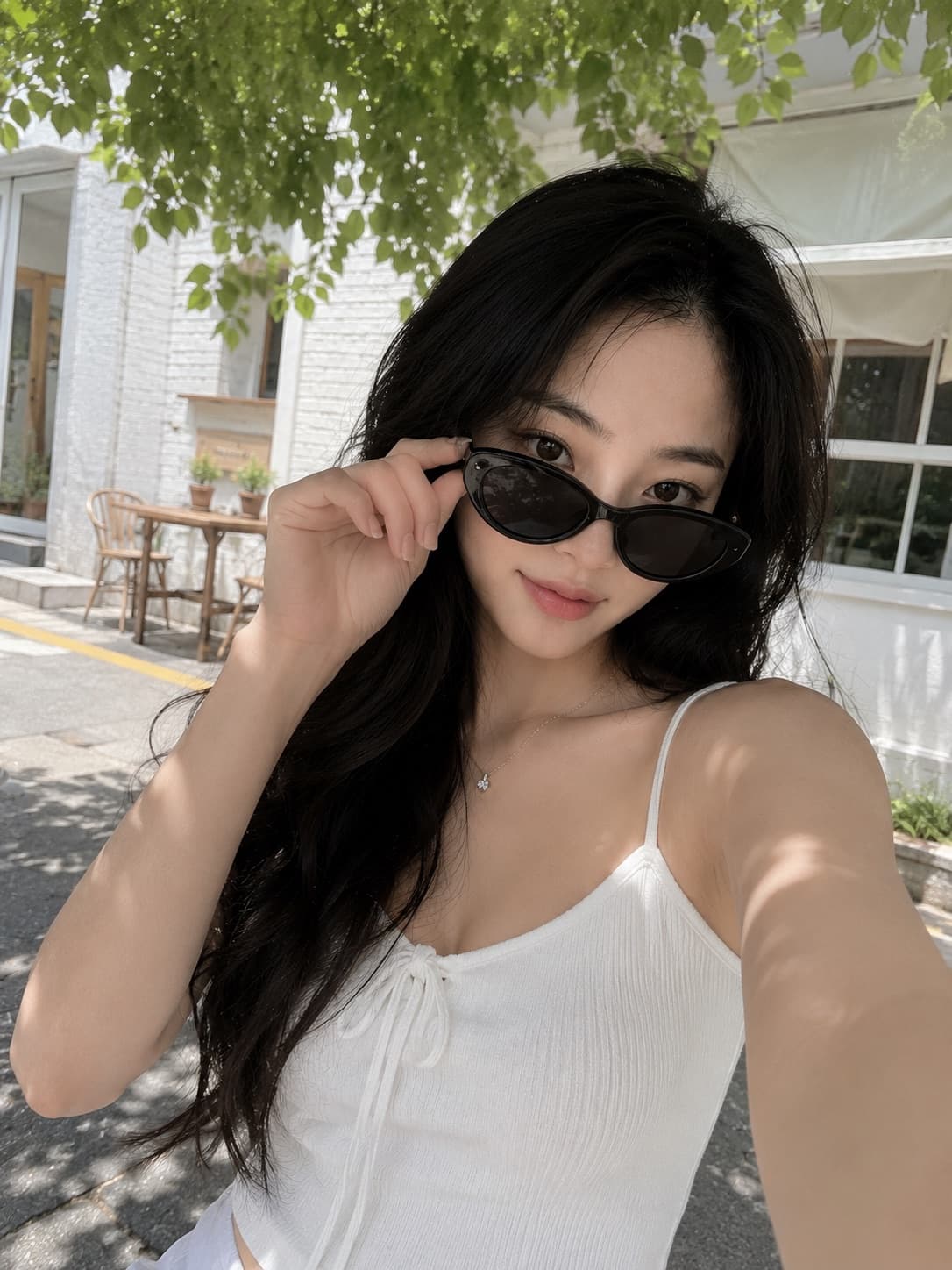 블랙 오벌 선글라스